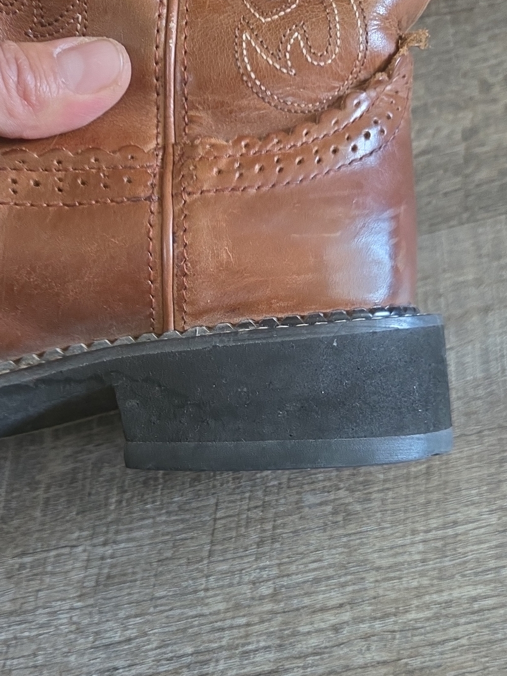 Ariat Tan and Light Blue Leather Western Boot Interior - Picture 13 of 13